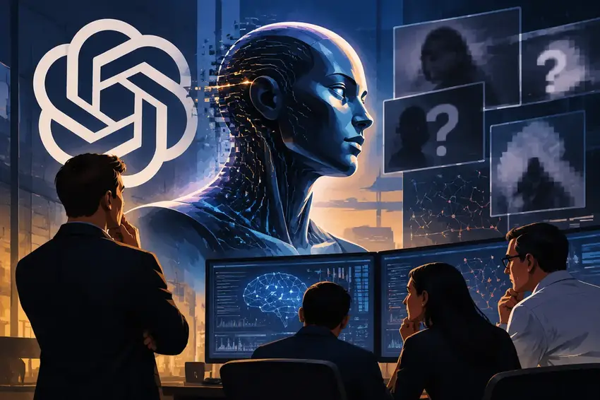 Illustration of an AI system operating autonomously across software tasks, with safety monitoring struggling to keep pace.