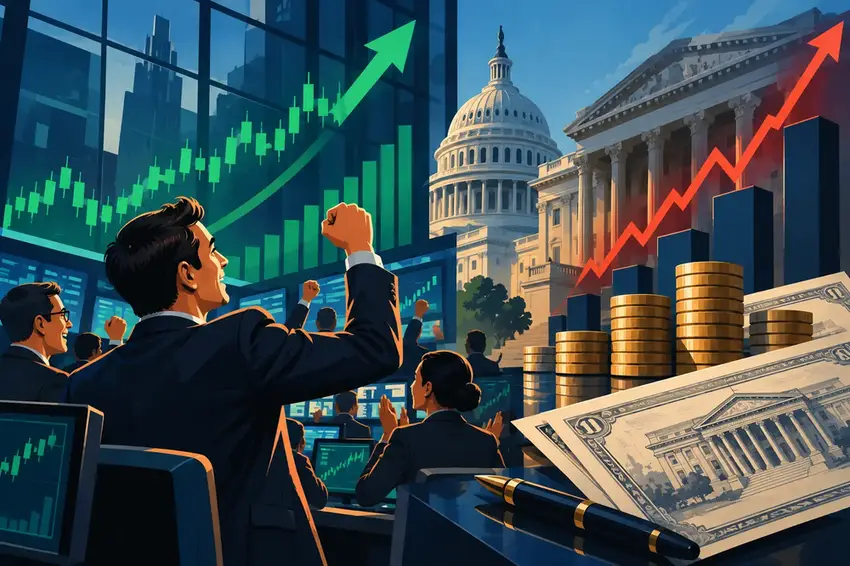 Illustration of tech stocks climbing against a backdrop of rising bond yields at the start of the fourth quarter.