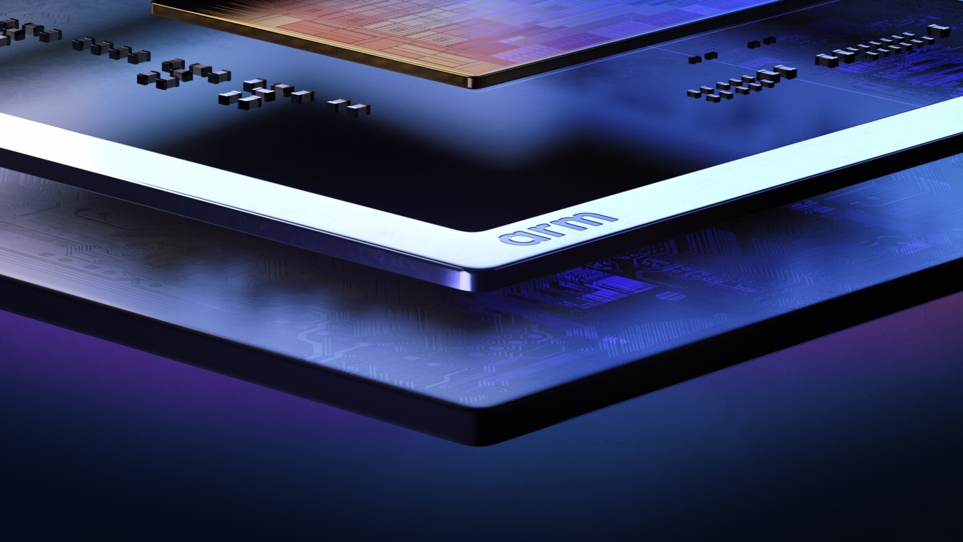 AI processor chip representing Arm's new AGI CPU designed for data centers and artificial intelligence workloads