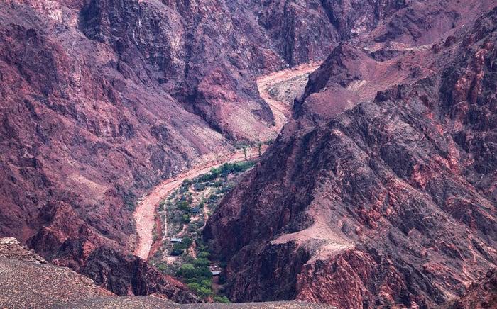 Flash flood damage in the Grand Canyon after severe storms hit Bright Angel Canyon and Phantom Ranch