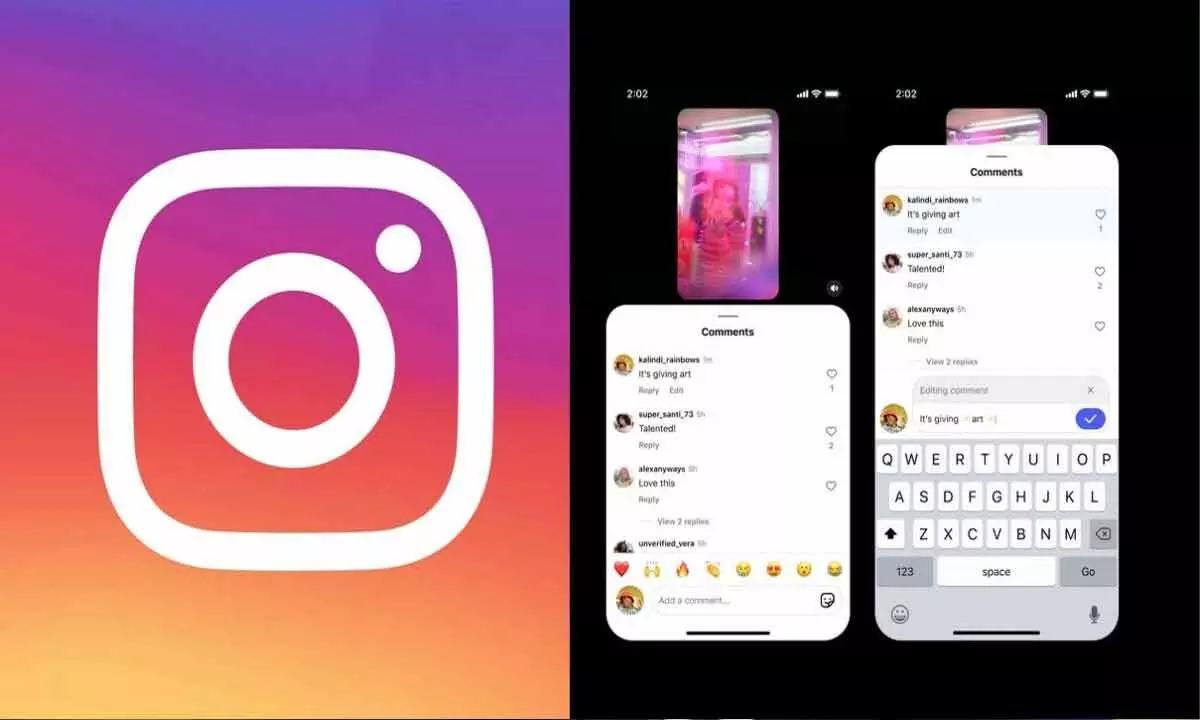 Instagram app showing the new comment edit feature that allows users to fix text without deleting posts